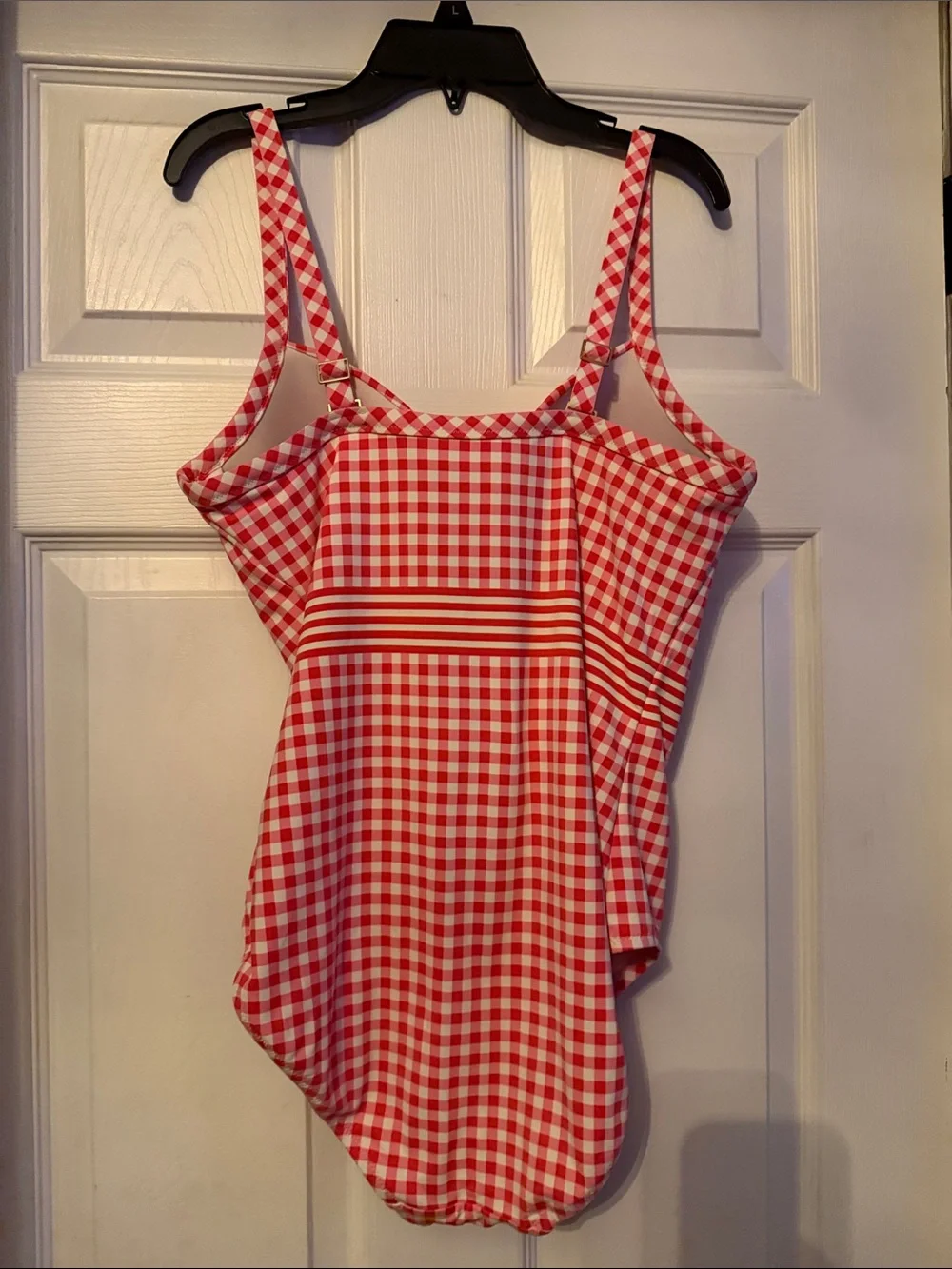 Draper James x Lands End Red and White Gingham One-Piece Swimsuit